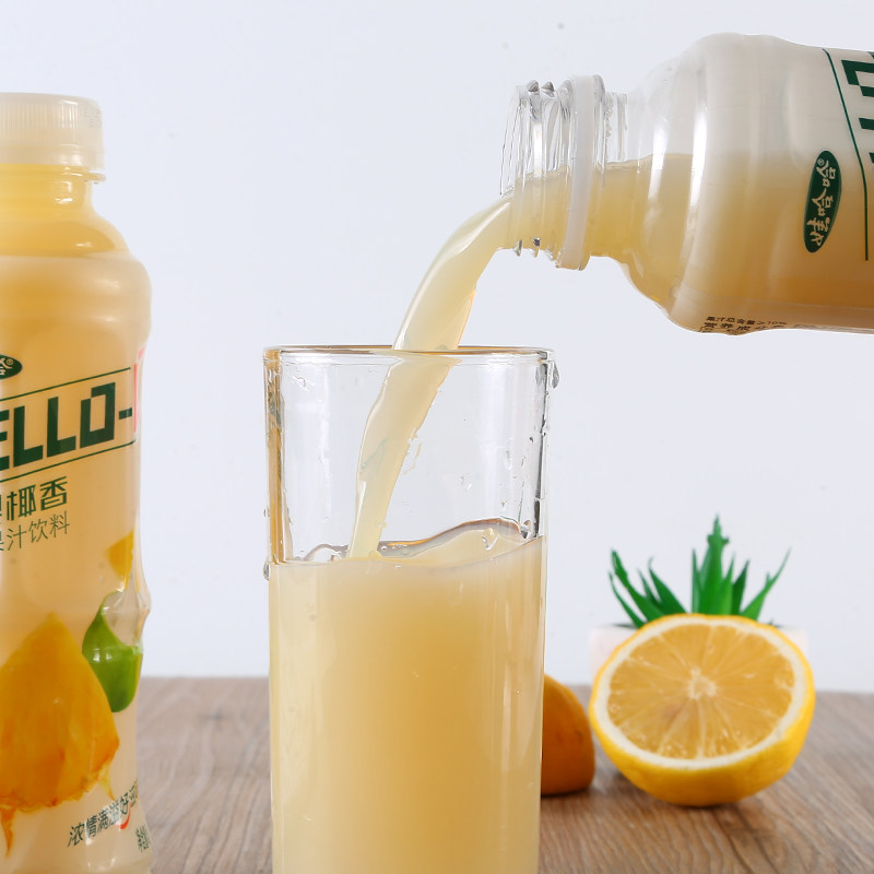 娃哈哈helloc凤梨椰香450ml9瓶整箱复合合水果汁果味