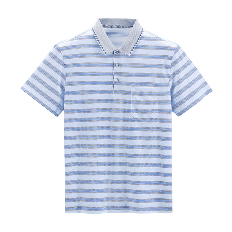 波鼠中老年男士短袖宽松tt恤棉翻领中年爸爸t恤