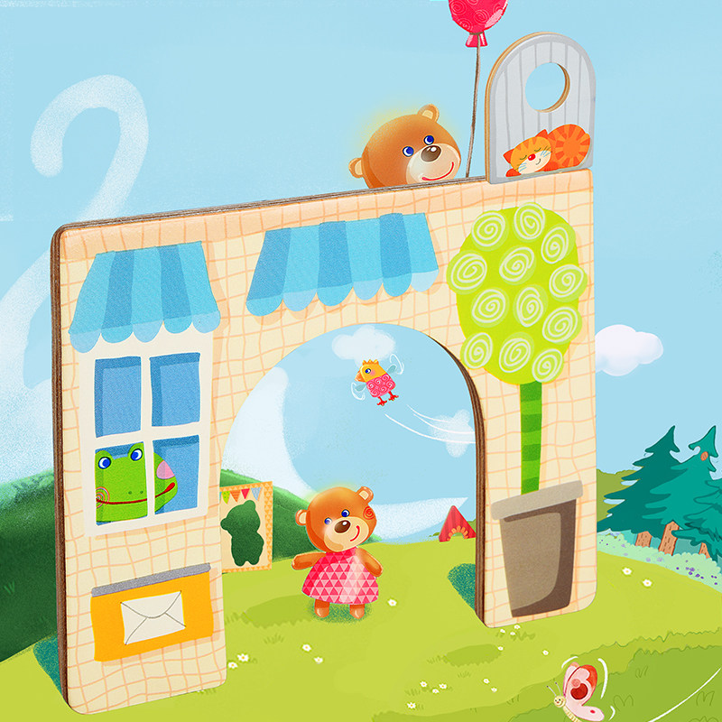 haba德国小熊房子儿童益智玩具桌游早教拼图