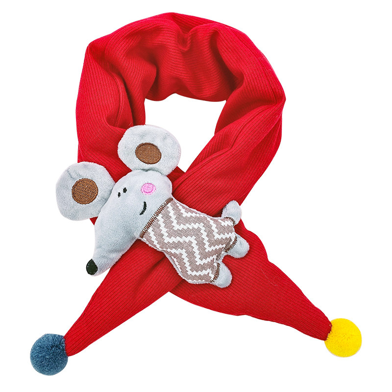 儿童围巾秋冬季男女童保暖围脖宝宝围巾小老鼠婴儿韩版潮卡通围巾