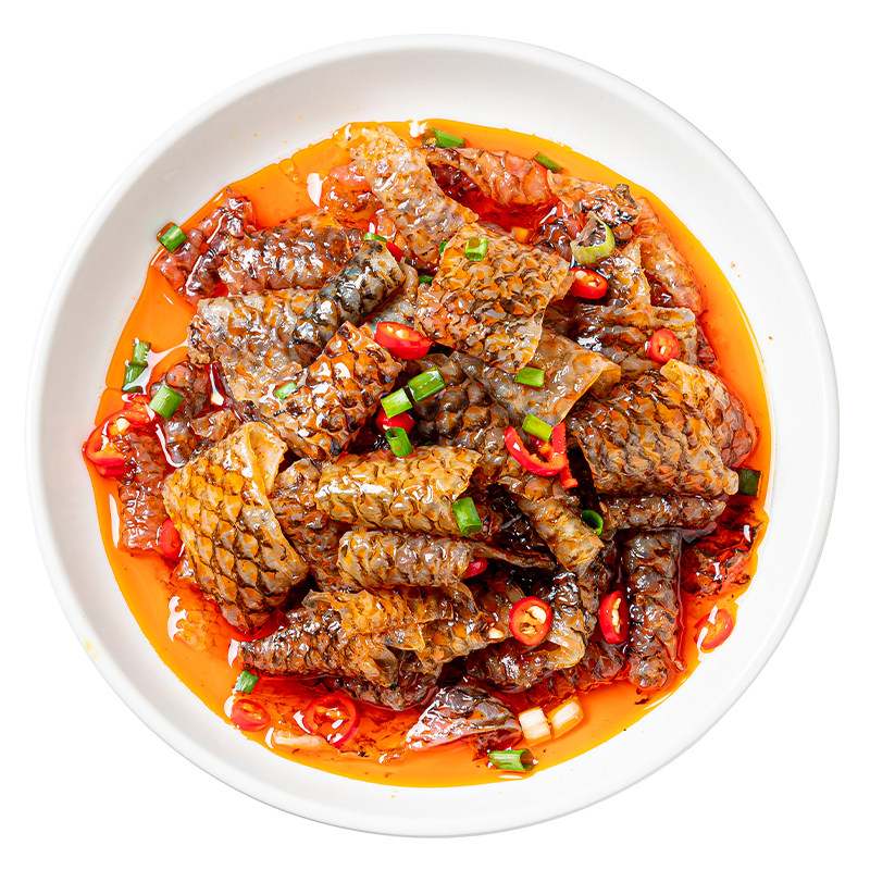 凉拌红油鱼皮卷220g箱装qq鱼皮凉菜即食零食凉菜