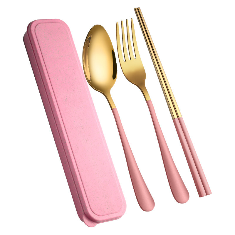 饭米粒304不锈钢便携餐具筷子勺子套装折叠户外餐具成人学生旅行