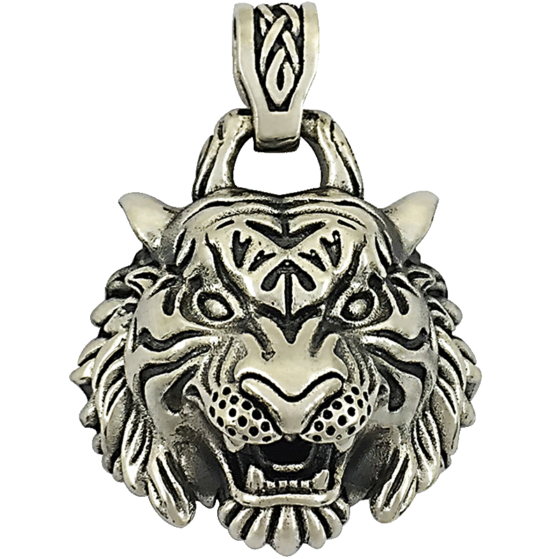 born虎头挂件项链白虎霸气个性吊坠银虎free项坠