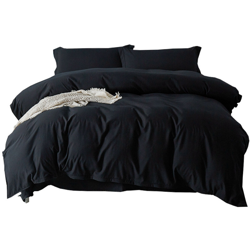 件套黑色床单个性现代被套简约男士床品套件