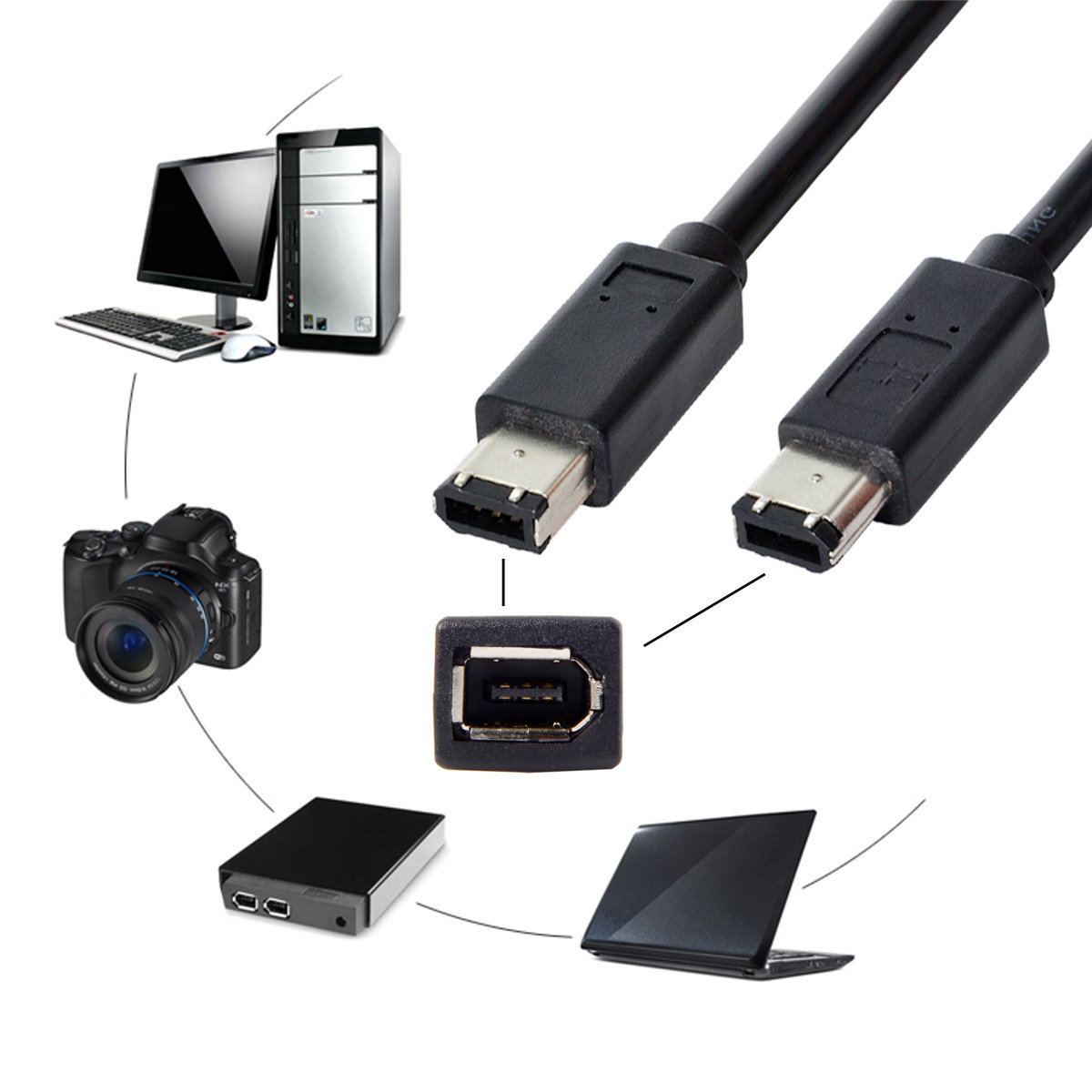 6pfvhieee1394a数据线工业相机连接线火线firewire6针连接线