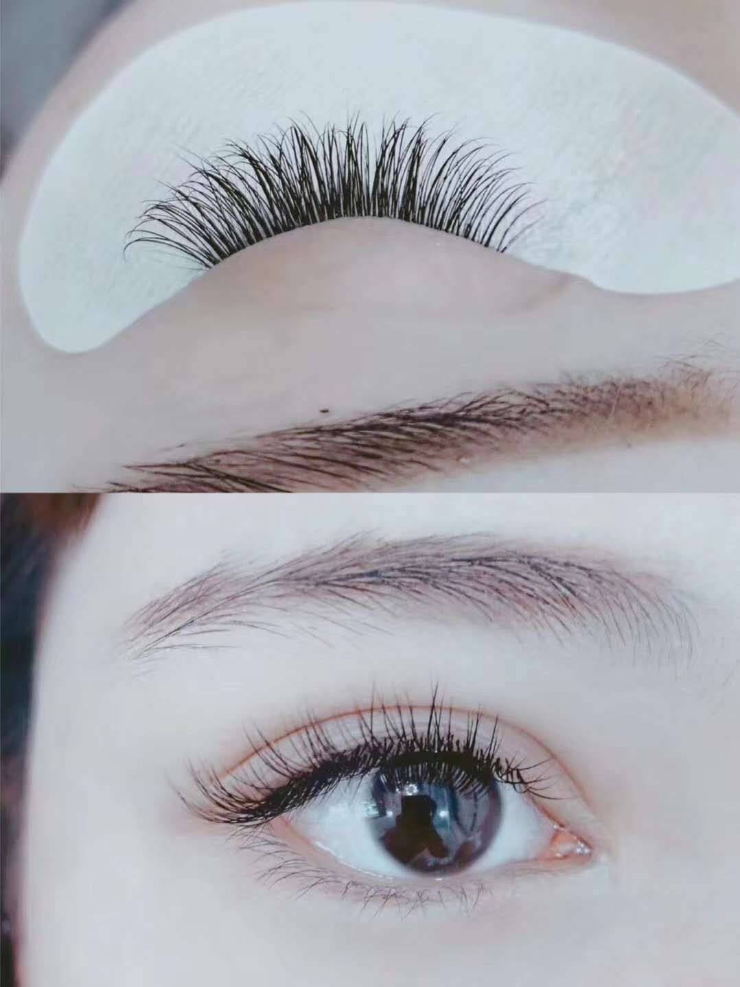 单根婴儿微翘焦糖bcd空气嫁接触感2分叉羽扁毛假睫毛