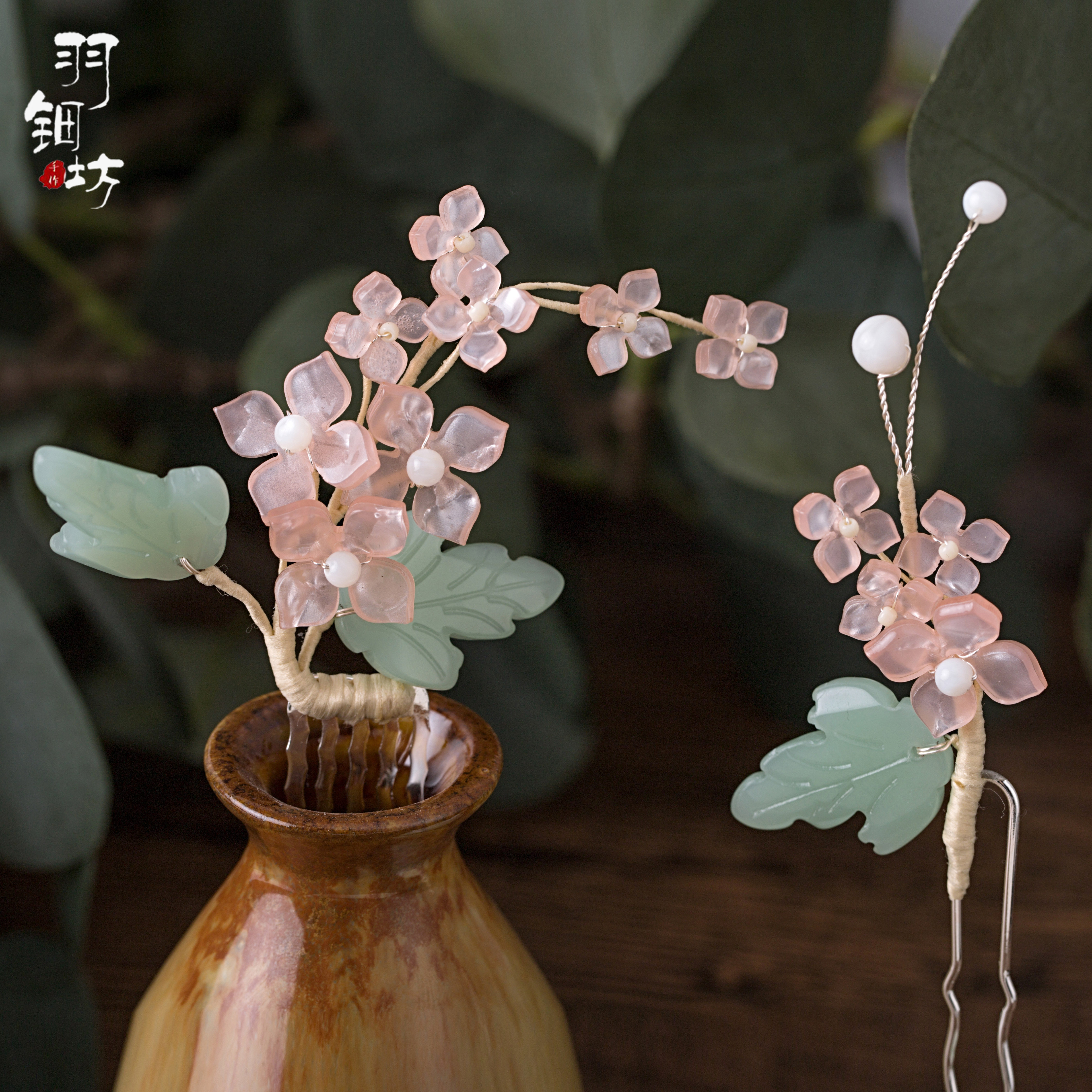 汉服发梳发饰古装古风发簪樱宁樱花手作设计发饰