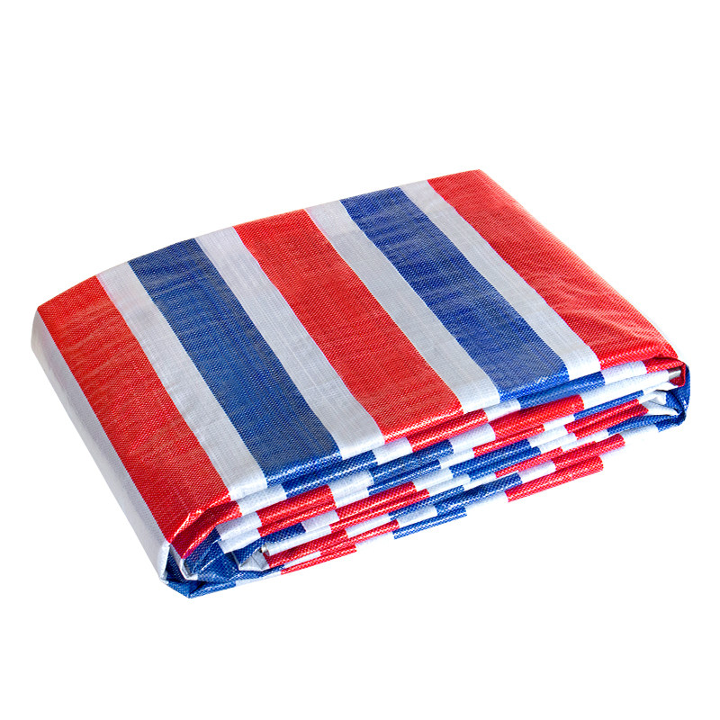 彩条布防水防晒加厚防雨篷布油布塑料遮阳红白蓝帆布4米6米8米宽