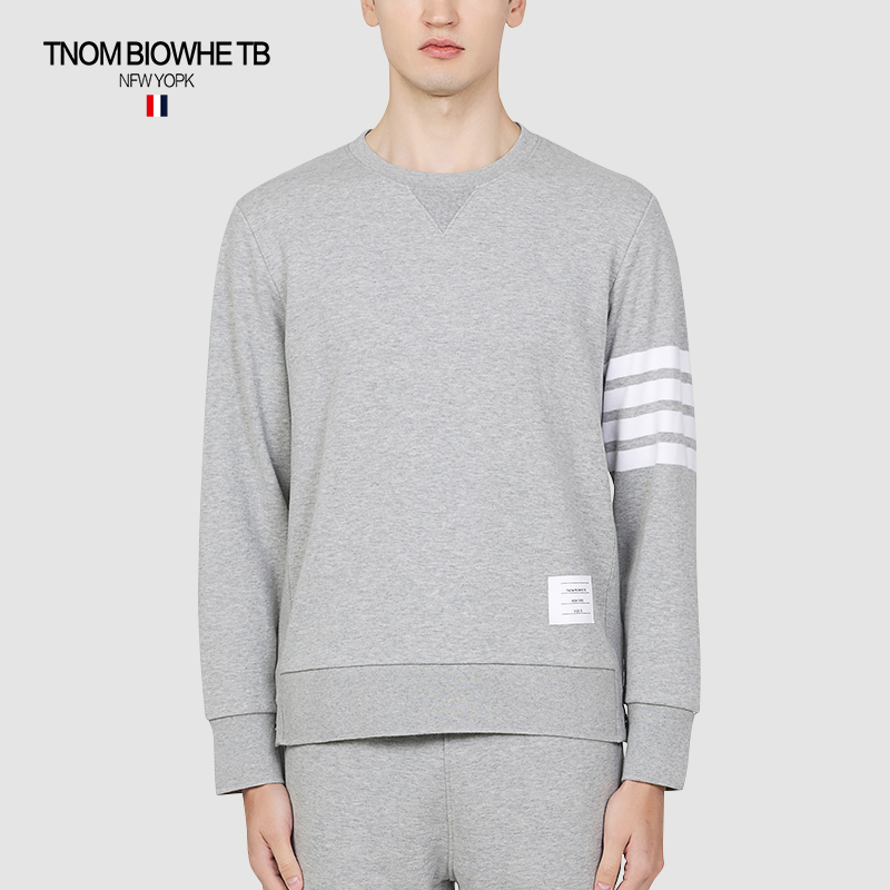 tnom biowhe tb卫衣男春季新款经典四杠纯棉圆领运动休闲套头上衣