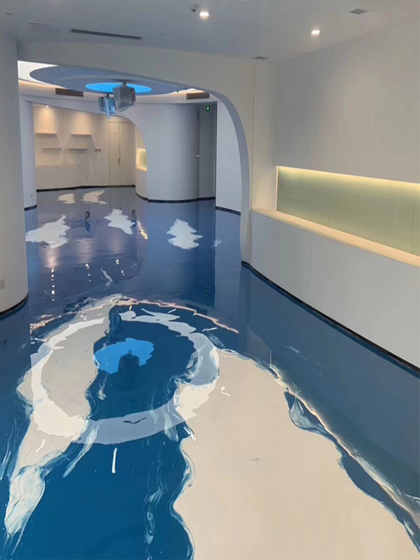 水泥水墨地坪室内环氧树脂艺术白色自流流平油性环氧漆地坪漆