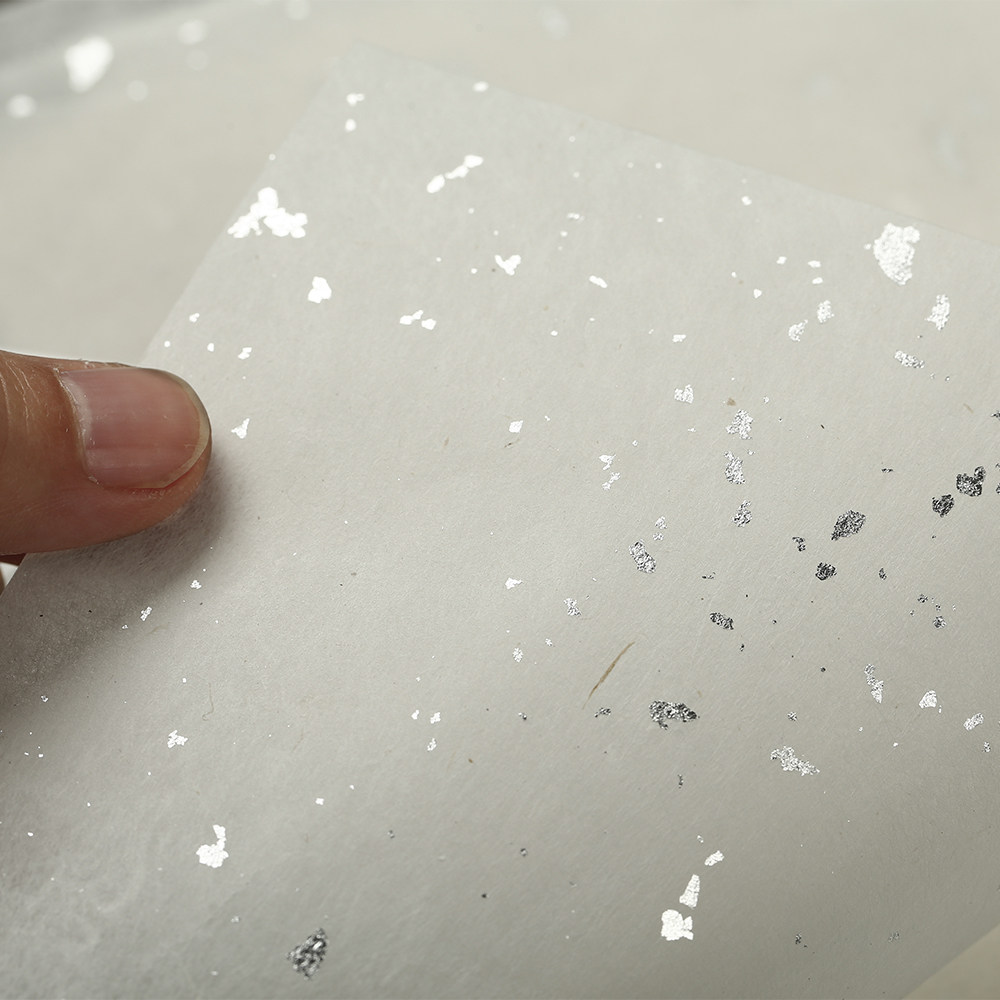 半生精品文房四宝皮纸信笺手工刘耀谷古法银笺雪花宣纸