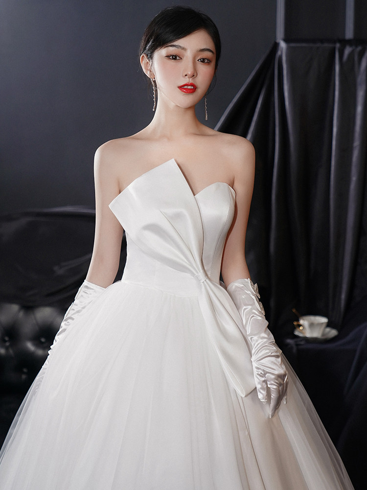 新娘结婚2020新款齐地简约抹胸法式网纱婚纱婚纱