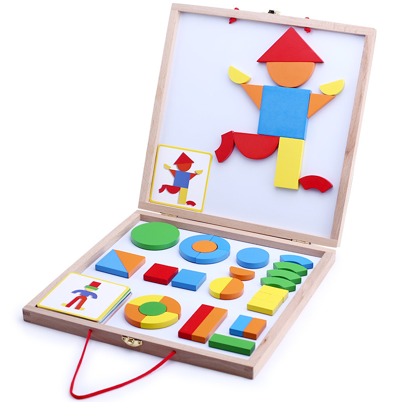 djeco儿童磁力磁性几何图形拼图巧板拼板智力益智玩具拼图