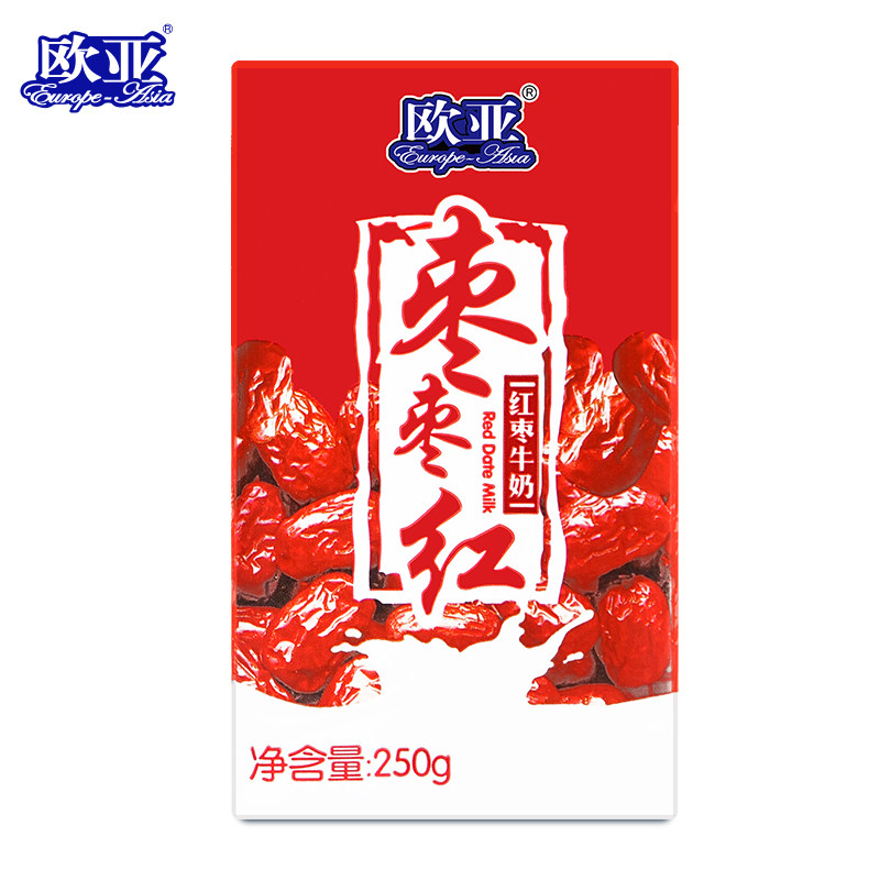 日期新鲜欧亚枣枣红红枣牛奶250g24盒箱早餐乳制品牛奶