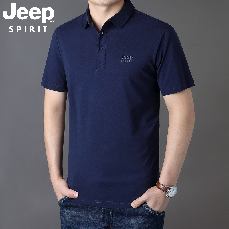 JEEP吉普纯棉男士短袖t恤2022年夏季新款宽松休闲大码翻领POLO衫