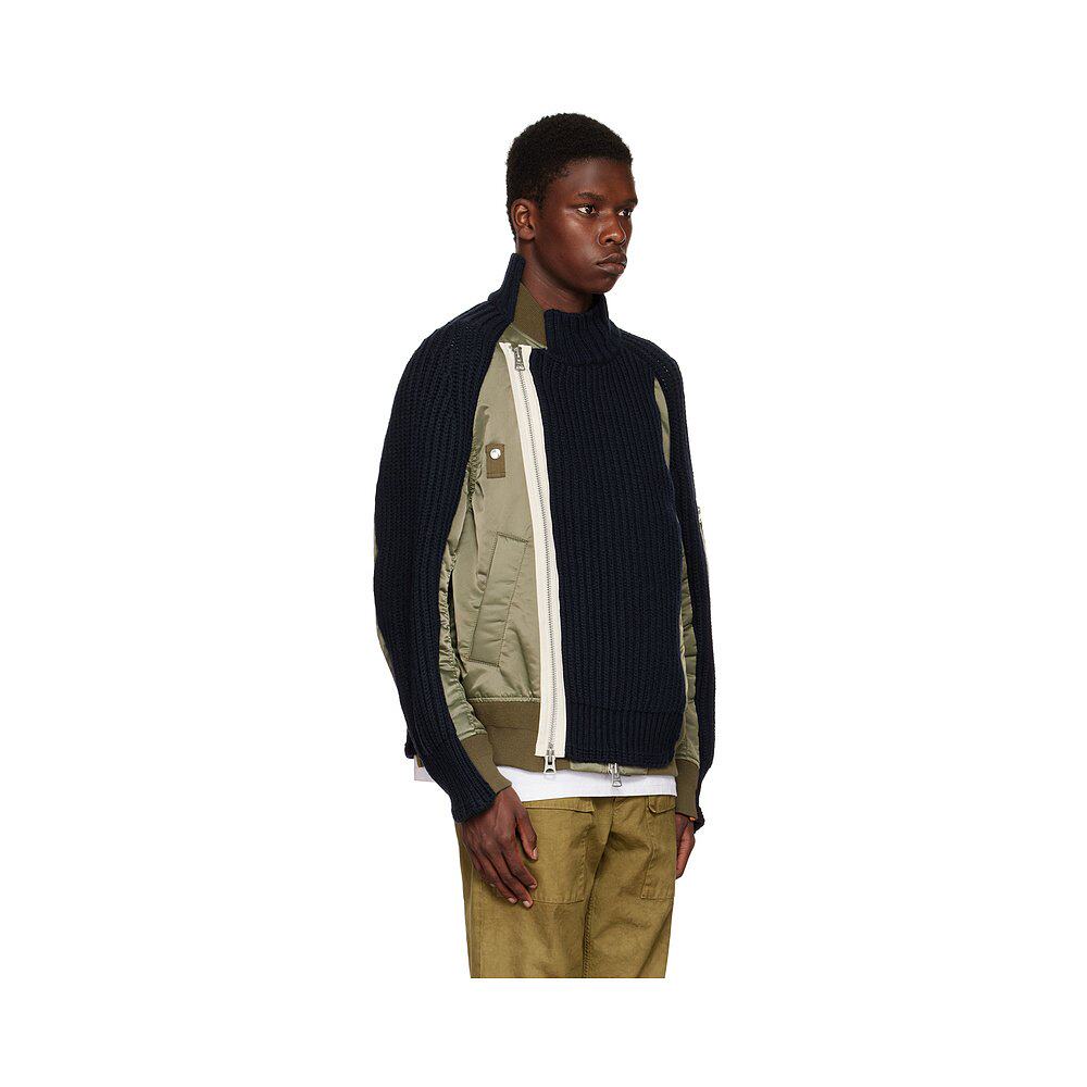 香港直邮潮奢sacai男士sacai海军绿色叠层飞行员夹克