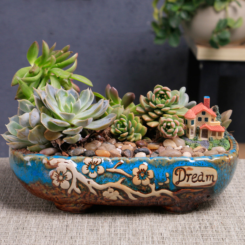 大口径多肉花盆陶瓷包邮特价清仓粗陶大号肉肉盆花盆