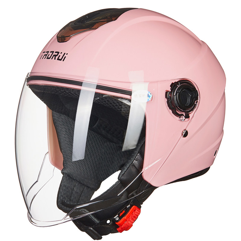 韬瑞秋冬季电动车头盔电瓶摩托车半覆式男女生保暖围脖防雾安全帽