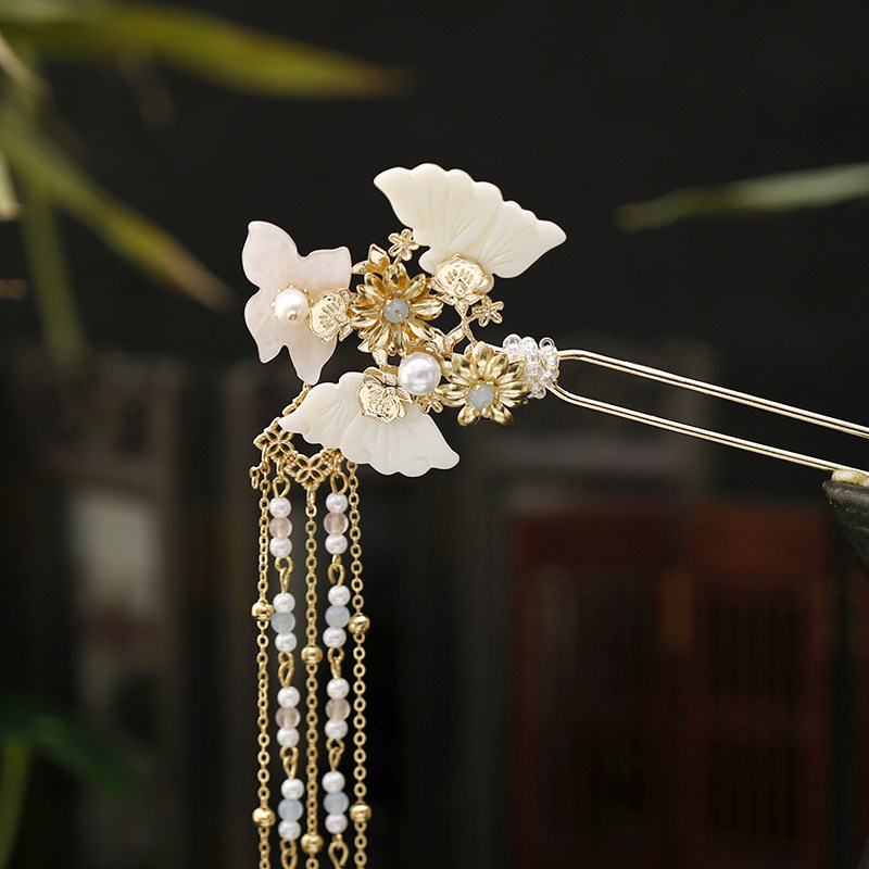 汉服超仙发钗古装古代气边步摇古风流苏饰品发饰