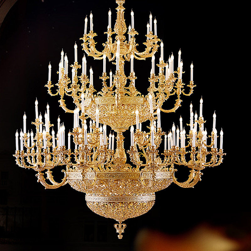 华艺轻奢吊灯餐厅灯后现代水晶灯全铜灯客厅灯圆形别墅港式灯具