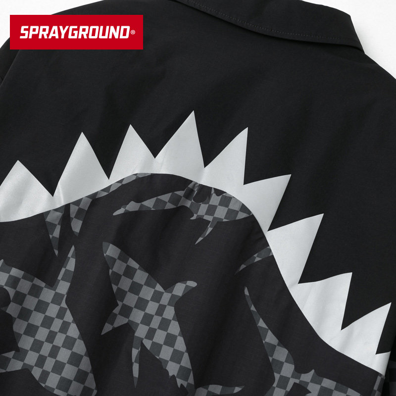 sprayground新品首发格纹鲨鱼时尚欧美风夹克外套上衣短外套