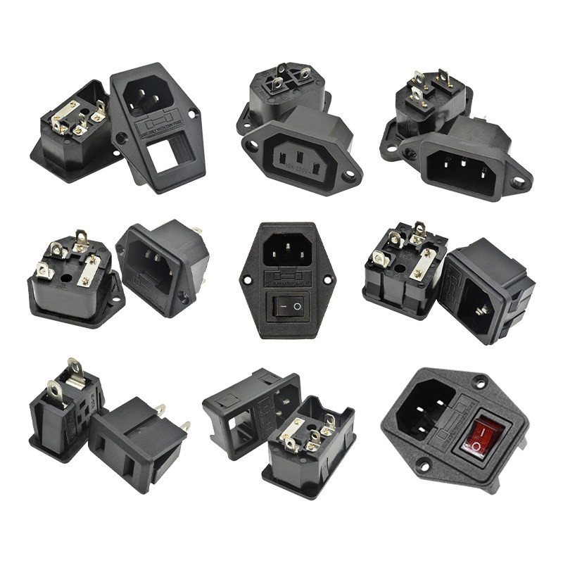 插头三芯电源线插座公头母头充电品字连接器交流连接器