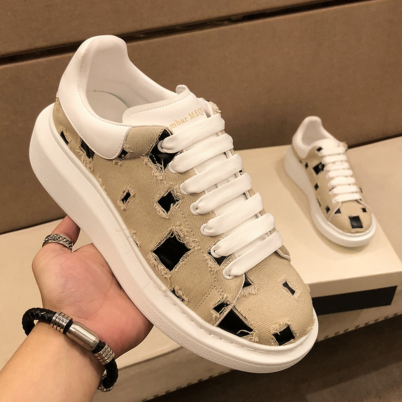 轻奢男鞋韩流潮牌破布小白鞋男士春季百搭时尚增高厚底麦昆休闲鞋