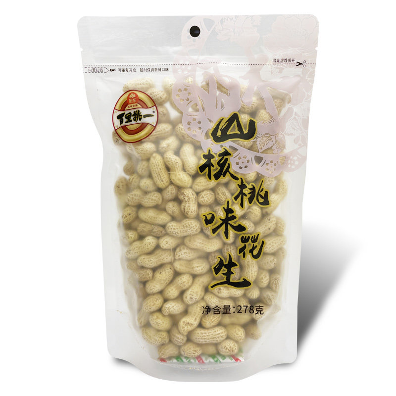花生旭东百里挑一袋装山核桃口味带壳278g香酥水煮花生
