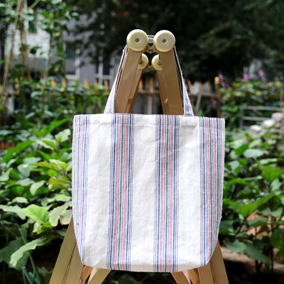 热卖卖的手提便携购物袋女包手工拼布老粗粗布便当袋