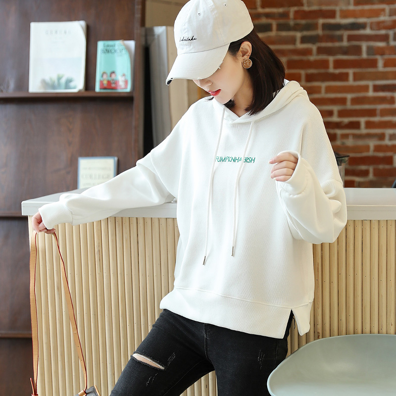 白色卫衣女2020年春季新款韩版宽松百搭超火连帽卫衣女ins潮短款