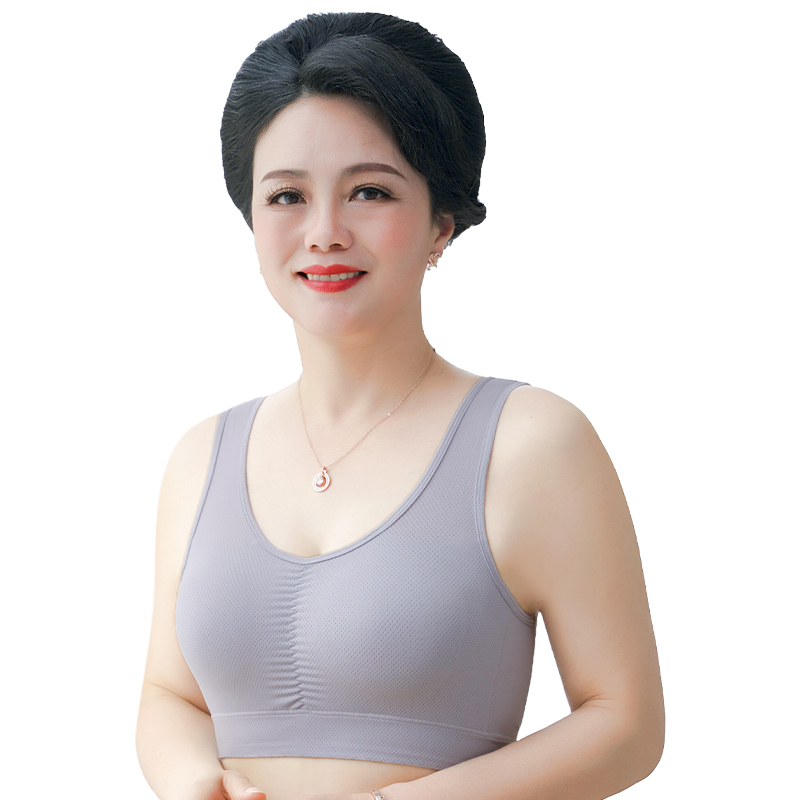 妈妈内衣女无钢圈文胸中老年冰丝美背背心50岁文胸