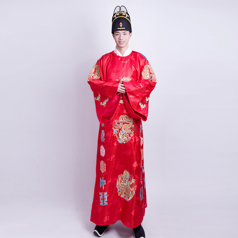 炎蔻明制圆领古代皇帝龙袍皇上汉服刺绣黄袍汉服