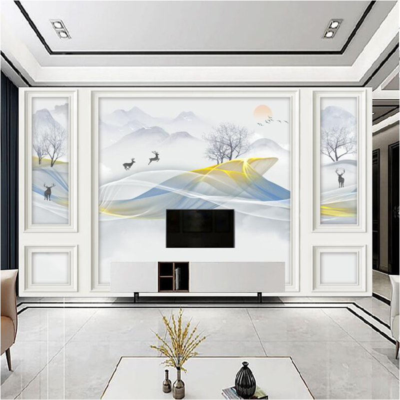 8d北欧电视背景墙壁纸现代简约客厅壁画立体影视定制壁画