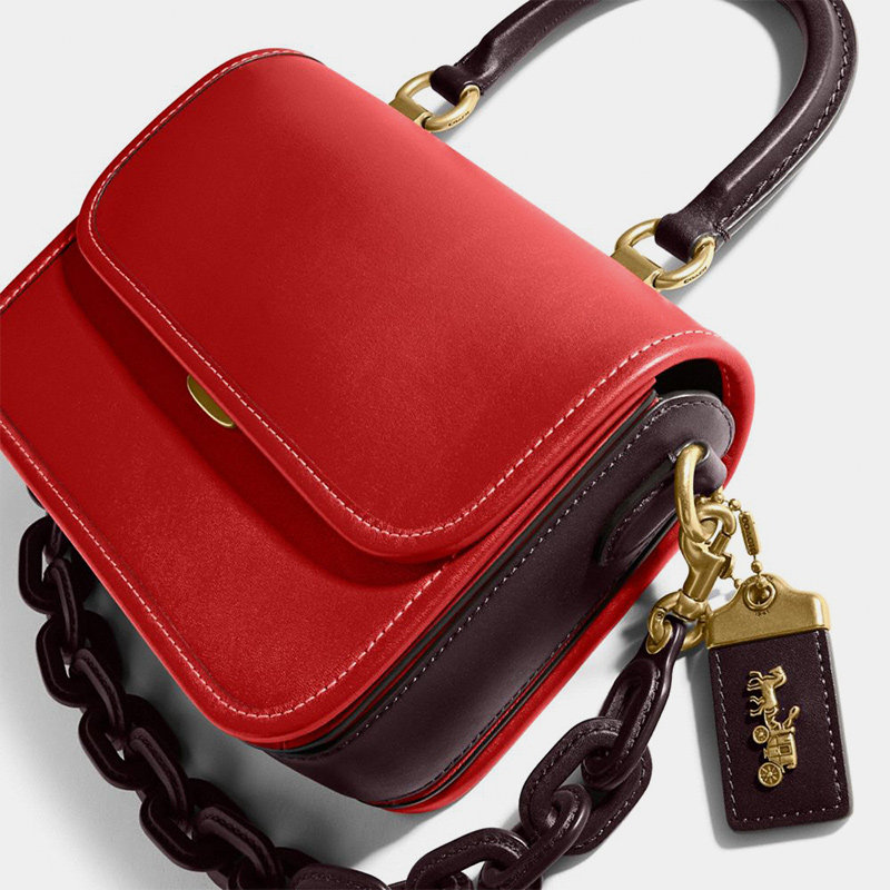 coach蔻驰女士拼色rogue顶部手柄手袋链条通用款女包