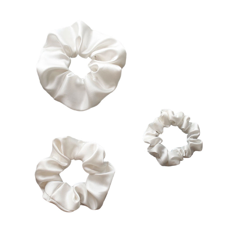 白色法式复古大肠发圈桑蚕蚕丝真丝缎面绑发发饰