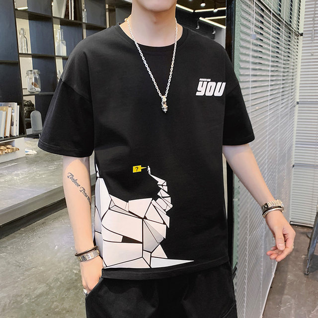 Jesse Marbert summer new Japanese short-sleeved T-shirt male tide brand student printing loose five-point sleeve t-shirt Jesse Marbert summer new Japanese short-sleeved T-shirt male tide brand student printing loose five-point sleeve t-shirt
