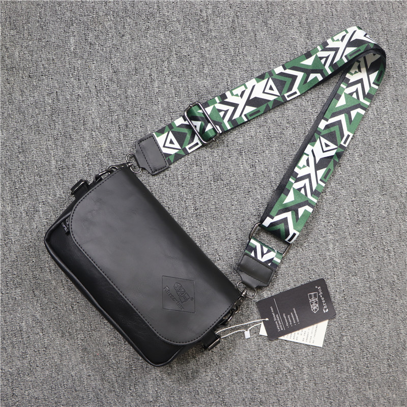 香港it代购韩版彩带男士单肩包男女真皮斜挎小背包日系休闲男跨包