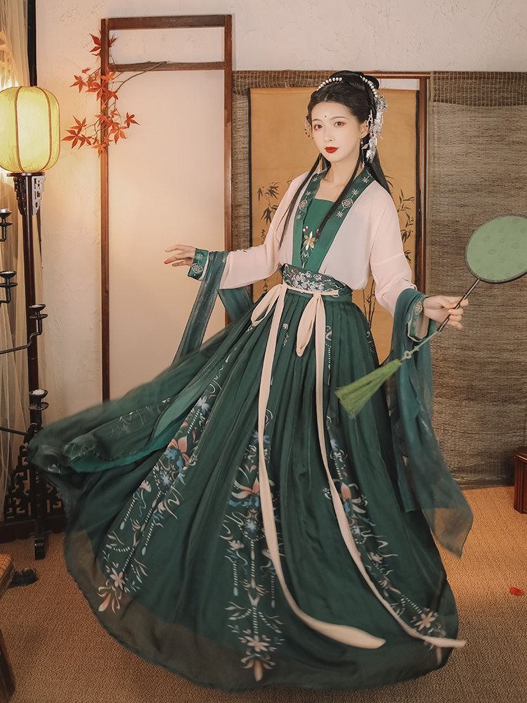 醉婵原创【倾君】唐制齐胸襦裙刺绣大裙摆齐腰仙气汉服女中国风夏