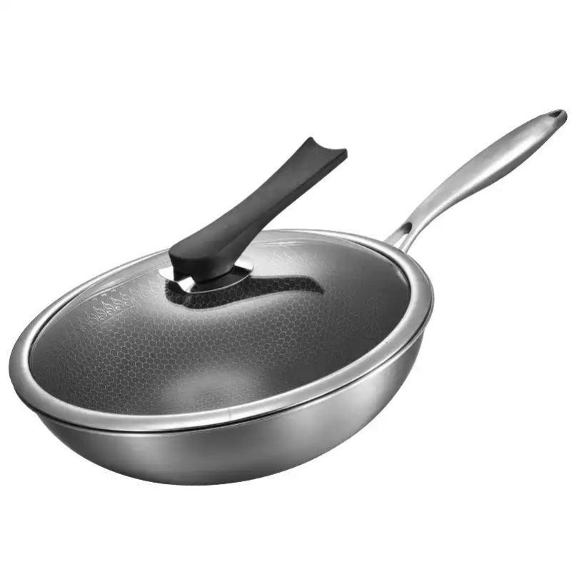 不粘锅德国不锈钢炒锅涂层无烟家用油烟炒菜菜锅炒锅
