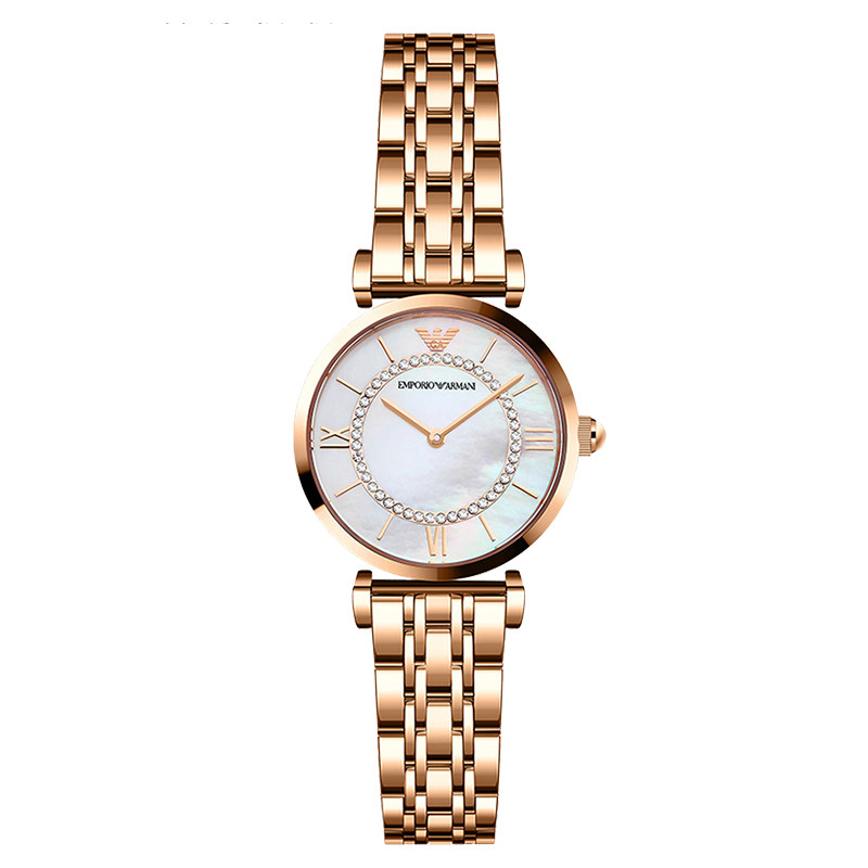 armani阿玛尼手表女摩天轮玫瑰金钢带满天星镶钻时尚女表ar1909