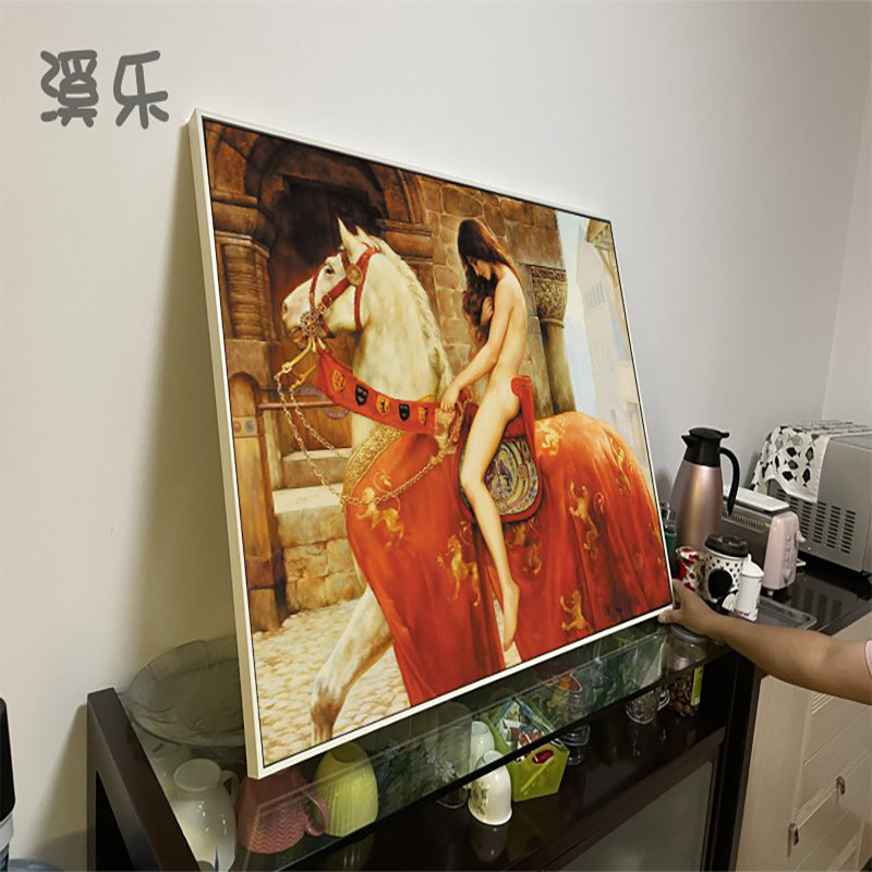 欧式世界名画马背上的黛娃godiva夫人装饰画油画欧挂画现代装饰画