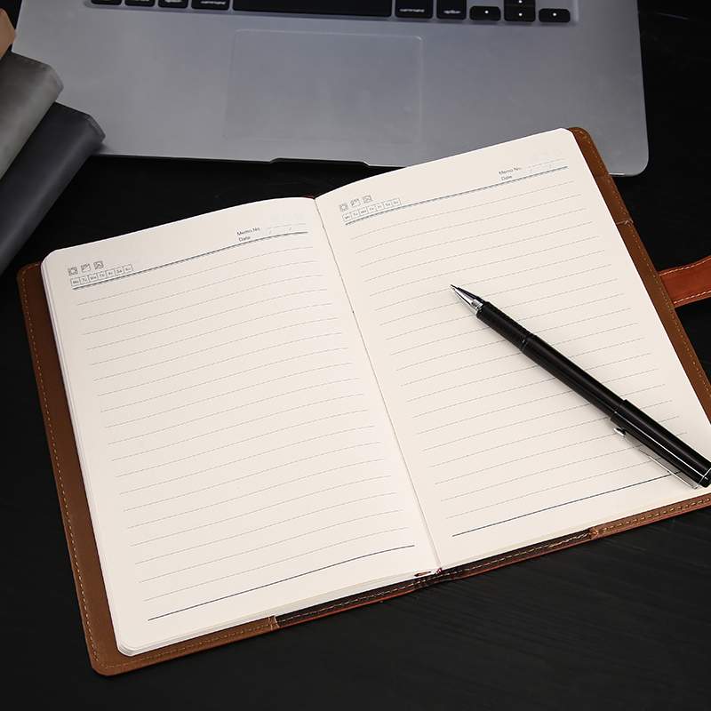 开会工作记录本a5插扣可插笔创意大号厚本子超厚仿牛皮定制可印logo