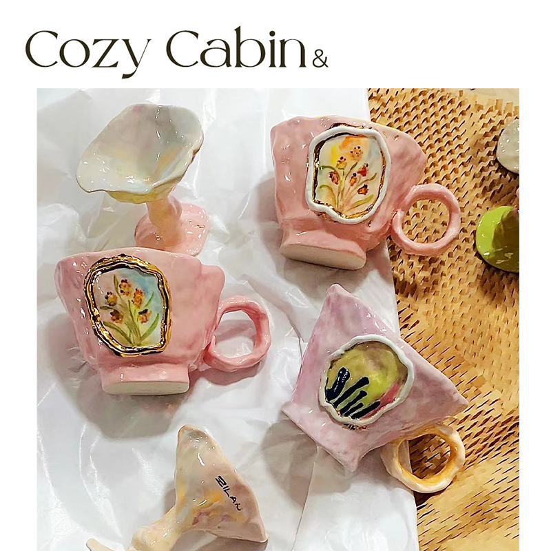 爱打扮(www.idaban.cn)，限量Cozy Cabin&Zilan设计师陶瓷不规则咖啡杯月亮杯画框杯早餐杯