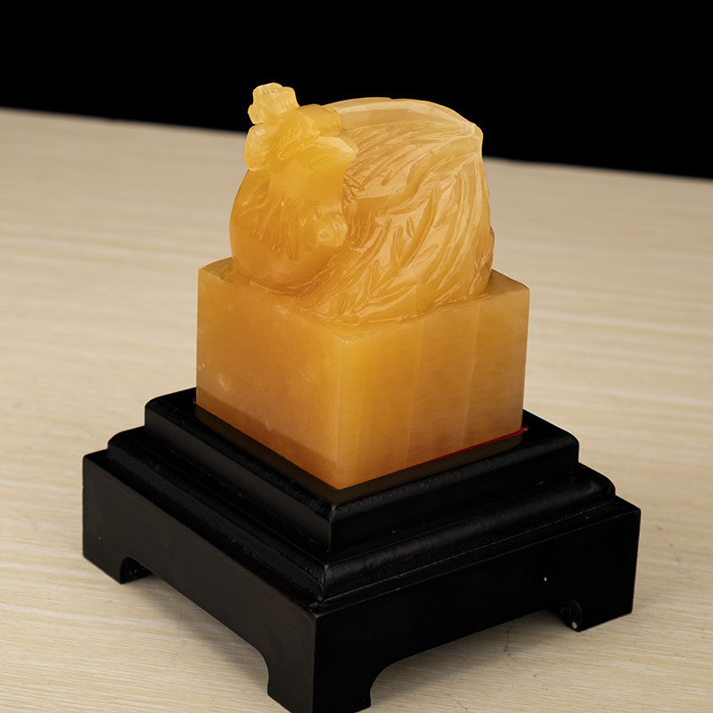 凤凰福雅天然玉石风水印章玉玺摆件升官发财运旺摆件