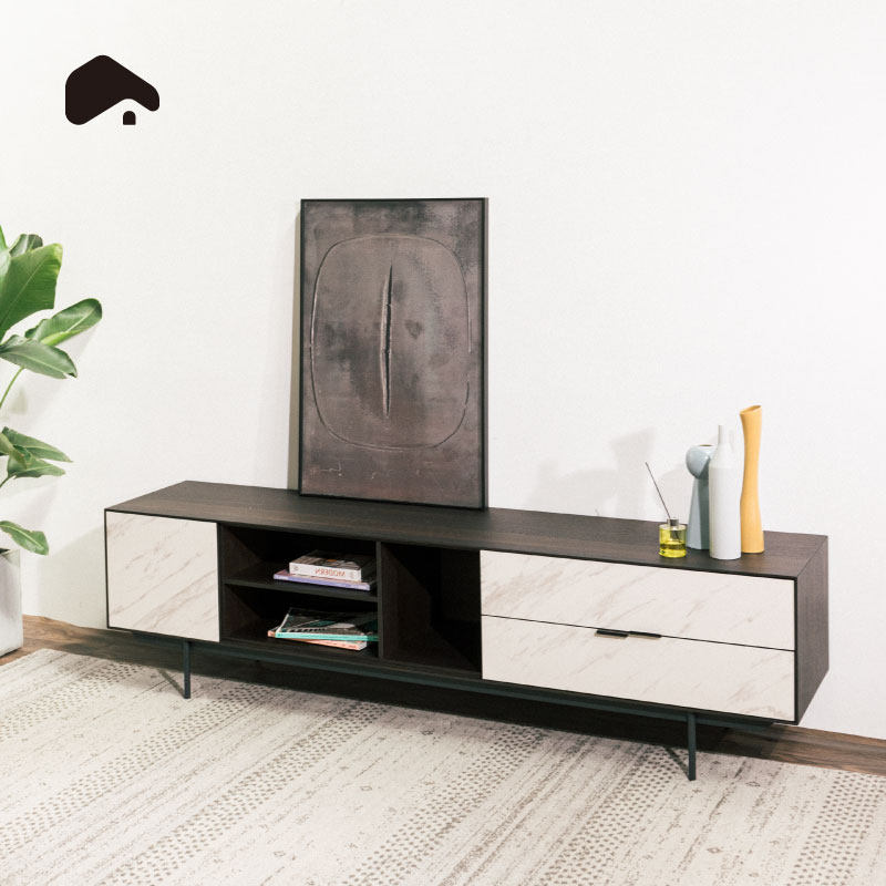 懂窝客厅2米电视柜现代简约移门岩板设计时尚百搭电视柜