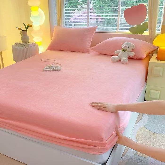 3秒速热牛奶绒床笠冬季加绒床罩珊瑚绒加厚床垫保护罩防滑单品XN