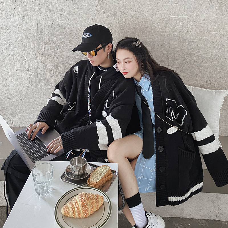 MAMC复古学院开衫毛衣情侣装2020年新款潮牌流春秋季针织外套男女