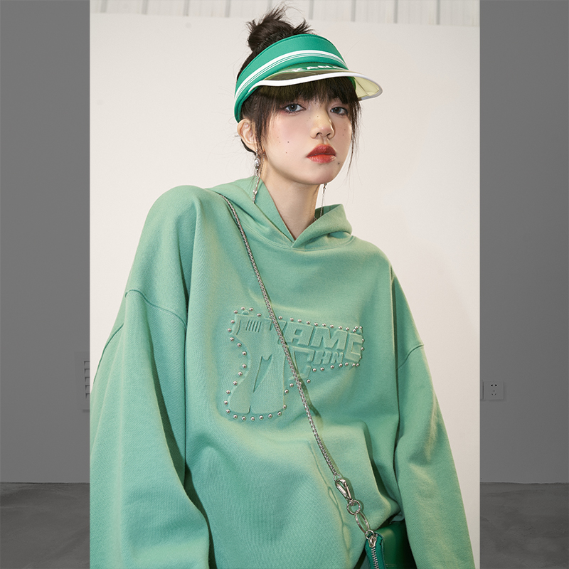 MAMC撞钉枪logo卫衣男潮流ins慵懒风oversize国潮外穿情侣装外套