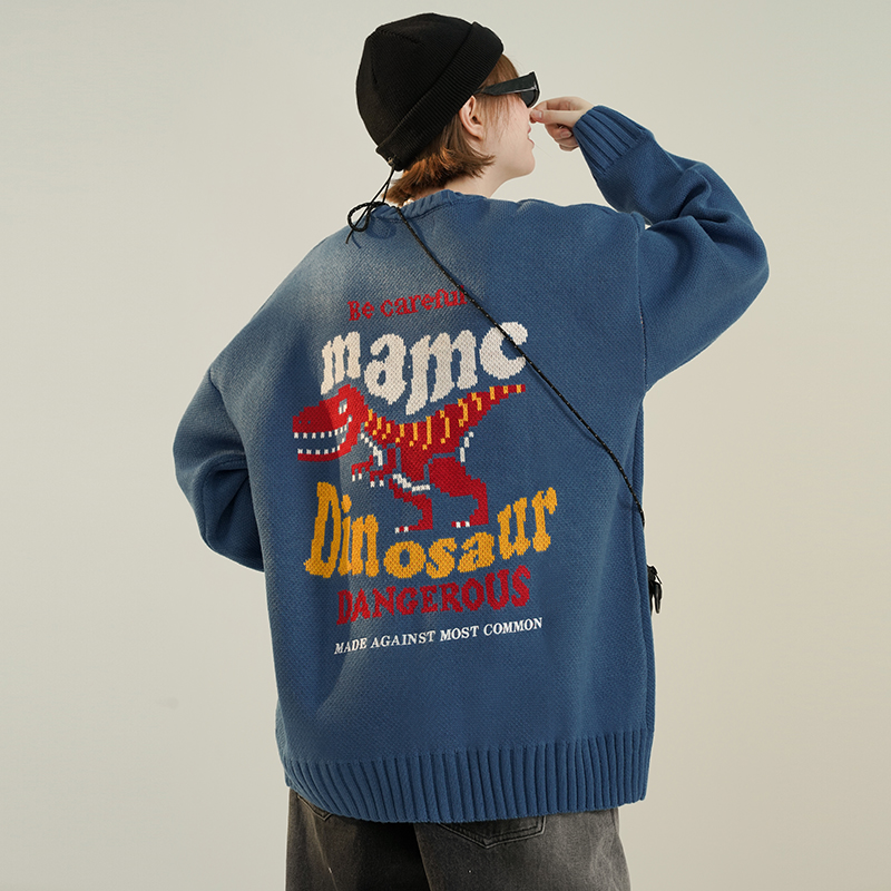 MAMC恐龙毛衣卡通动漫风2020年新款情侣装秋装宽松外穿针织衫男女