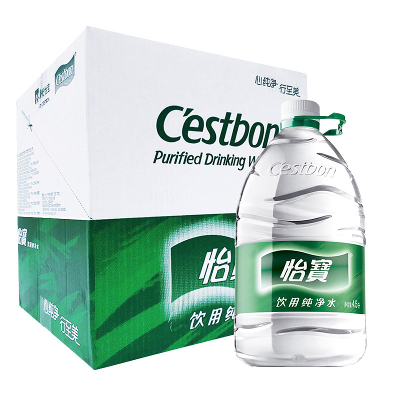 怡宝大桶箱包矿泉水天然桶装家用饮用4桶45l饮用水